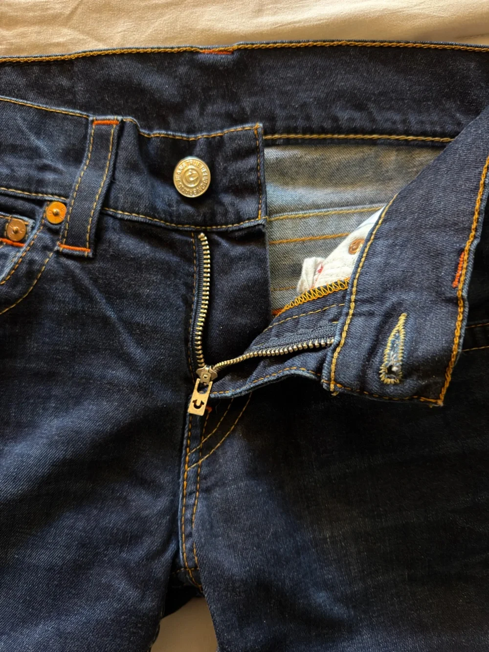 True Religion Men's Straight-Leg Jeans in Dark Blue Denim